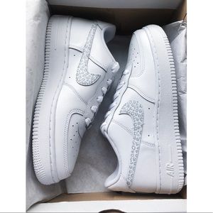 Custom Cheetah Print Air Force 1 Shoes (Grey)